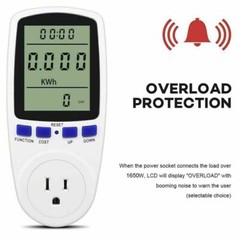 LCD Power Meter Plug Consumption Electricity Usage Energy Watt Amps Volt Monitor