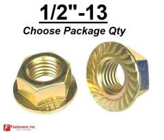 1/2″-13 Grade 8 Serrated Flange Whiz Lock Nuts Coarse Zinc Yellow Plated