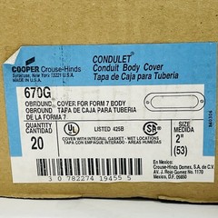Qty 1 Crouse-Hinds 670G 2” Conduit Body Cover W/ Integral Gasket Form 7 ~NEW~