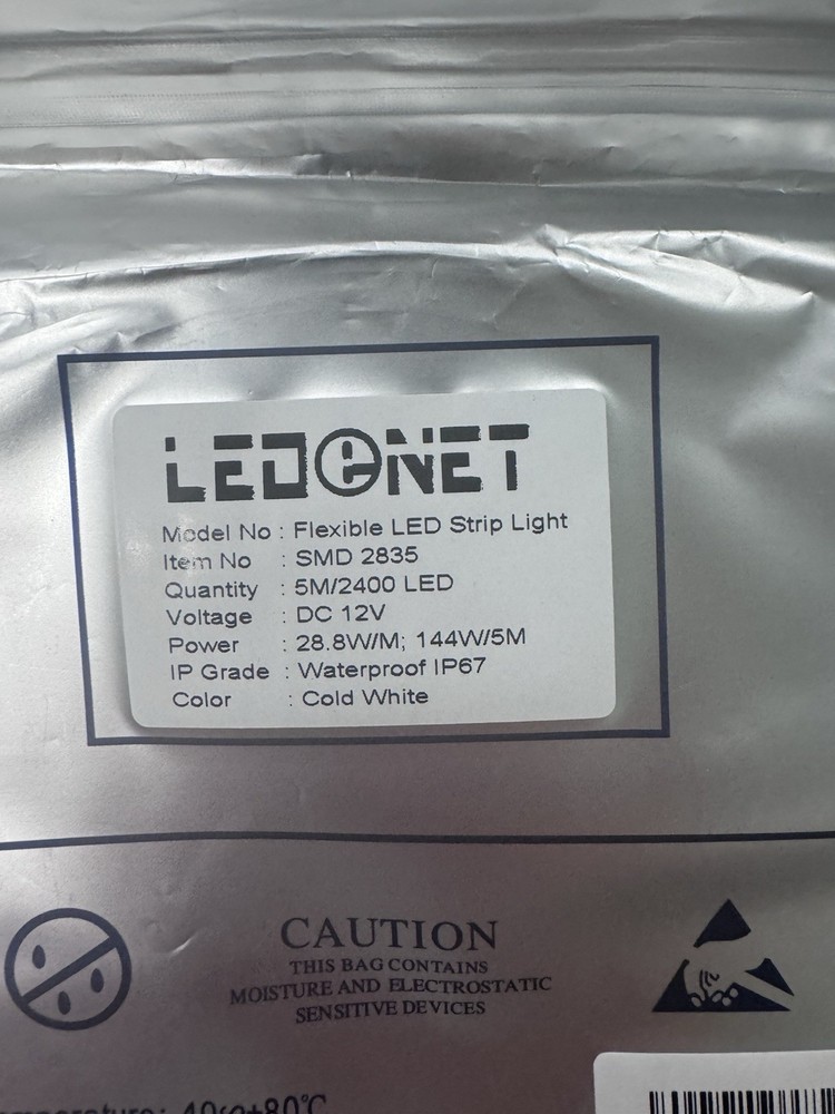 LED NET SMD 2835 5/M 2400 LED DC 12V 28.8W/M ;144W/5M Waterproof IP67 Cold White