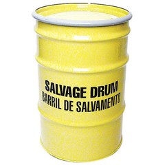 Manufacturer Varies Open Head Salvage Drum, Steel, 30 gal, Lined, Yellow 3780EY