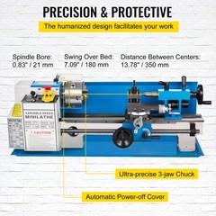 550W 7″X14″ Precision Mini Metal Lathe w/Lamp GREAT FACTORY PRICE NEWEST