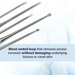 Set Of 5 Buck Ear Curettes Blunt Straight ENT Ear Cleaning Surgical Instruments