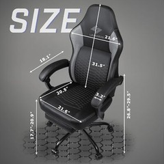 400lbs Heavy duty Gaming Chair Big and Tall High back Lumbar Support Footrest PC