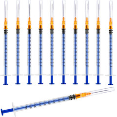 100 Pack 1ml/cc Luer Slip Syringes with Caps, Individually Sealed for Labs & Cra