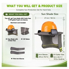 Hard Hat Sun Shade with Solar Fans for AFP/Lift/Pramex Standard Full Brim Hel…