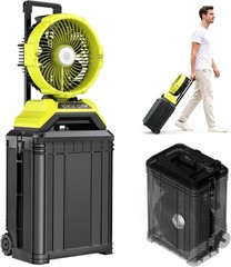 TaskStar 13″ Wheeled Portable Bucket Top Misting Fan 30L 3000mAh Spray Mister