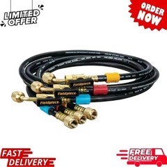 Fieldpiece HR3B Ball Valve Refrigerant Hose Set (3) with Color Tags – 1/4″ x 1/4