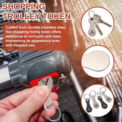 8Pcs Stainless Steel Shopping Trolley Token Silver Tone Letter A & Grocery Cart