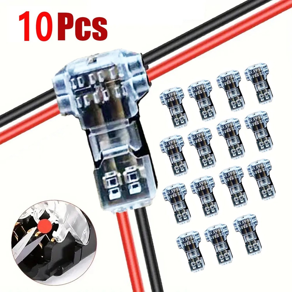 10/20PCS T-Tap 2-Pin Wire Connectors 22-18 AWG Quick Splice Low Voltage