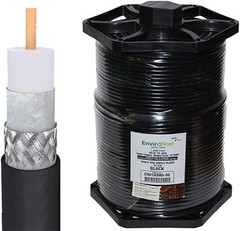 RG6 Quad Shield Coax Cable, Single Solid Copper, Black 1000FT EnviroReel Cable