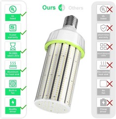 (2-Pack) 480V LED Corn Light 200W (800w HID MH HPS Eq.) Warehouse High Bay Bulb