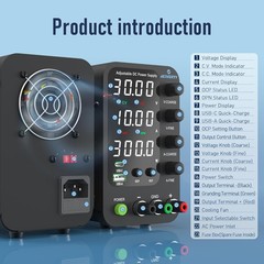 DC Power Supply Variable, 0-32V 0-10A Switching Bench Power Supply with 20W USB