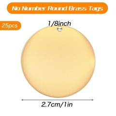 25 PCS 1 Inch Circle Solid Brass Tags Stamping Blanks Key Round Golden Hole
