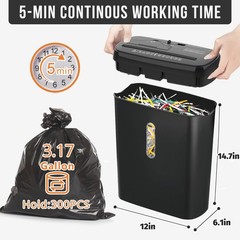 Woolsche Home Office Paper Shredder-10-Sheet Strip Cut with 3.17-Gallon Basket