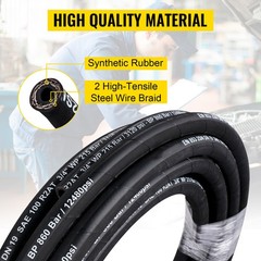 VEVOR Hydraulic Hose 100ft Coiled Hydraulic Hose 1/2″ SAE W.P. PSI4000 R2 Steel