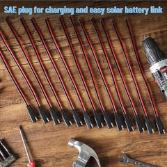 16 Pack SAE Connector 12 Inch 14 AWG Copper Wire, 2 Pin Single Plug Connector