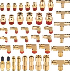 43 PCS Brass DOT Air Brake Line Fittings 1/4″ 3/8″ 1/2″ Push to Connect Fittings