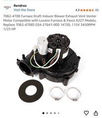 7062-4708 Furnace Draft Inducer Blower Exhaust Vent Venter Motor- Brand New!!