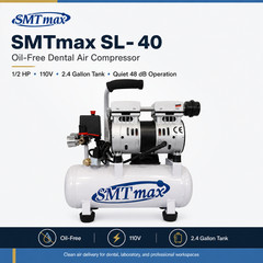 Oil-Free Dental Air Compressor 9L 110V Quiet 48dB 3.1 CFM SMTmax SL-40