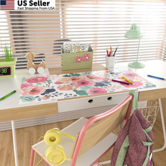 Colorful Star Large Mouse Pad, 31.5L x 15.7W inches, Watercolor Pink Flower