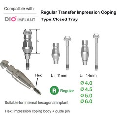 US DIO UFII Regular Impression Coping Transfer Straight Locator Healing Abutment