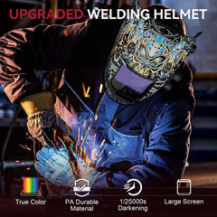 ARCCAPTAIN Large Viewing Welding Helmet True Color Auto Darkening Solar Powered