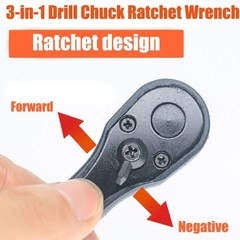 2-in-1 Ratchet Drill Chuck Key Wrench Universal Chuck Key Replacement for Drill