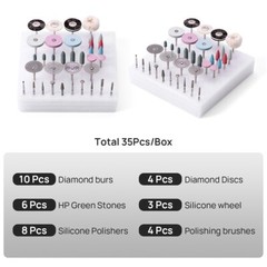 Dental Lab Polishing Diamond Burs HP Kit 2.35mm For Ceramics Porcelain Grinding