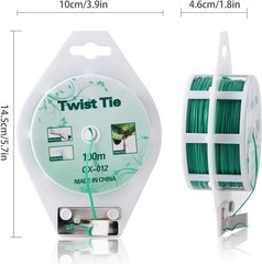 2 Reels 328 Feet (100m) Twist Tie, Green Coated Garden Plant Ties with Cutter fo