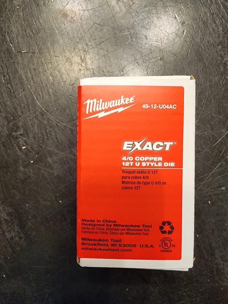 Milwaukee 49-12-U04AC EXACT™ 4/0 Copper 12T U-Style Die FREE SHIPPING