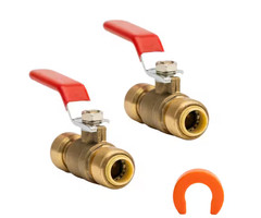 3/8 in. Brass Push-to-Connect Full Port Ball Valve with Disconnect Tool (2-Pack)
