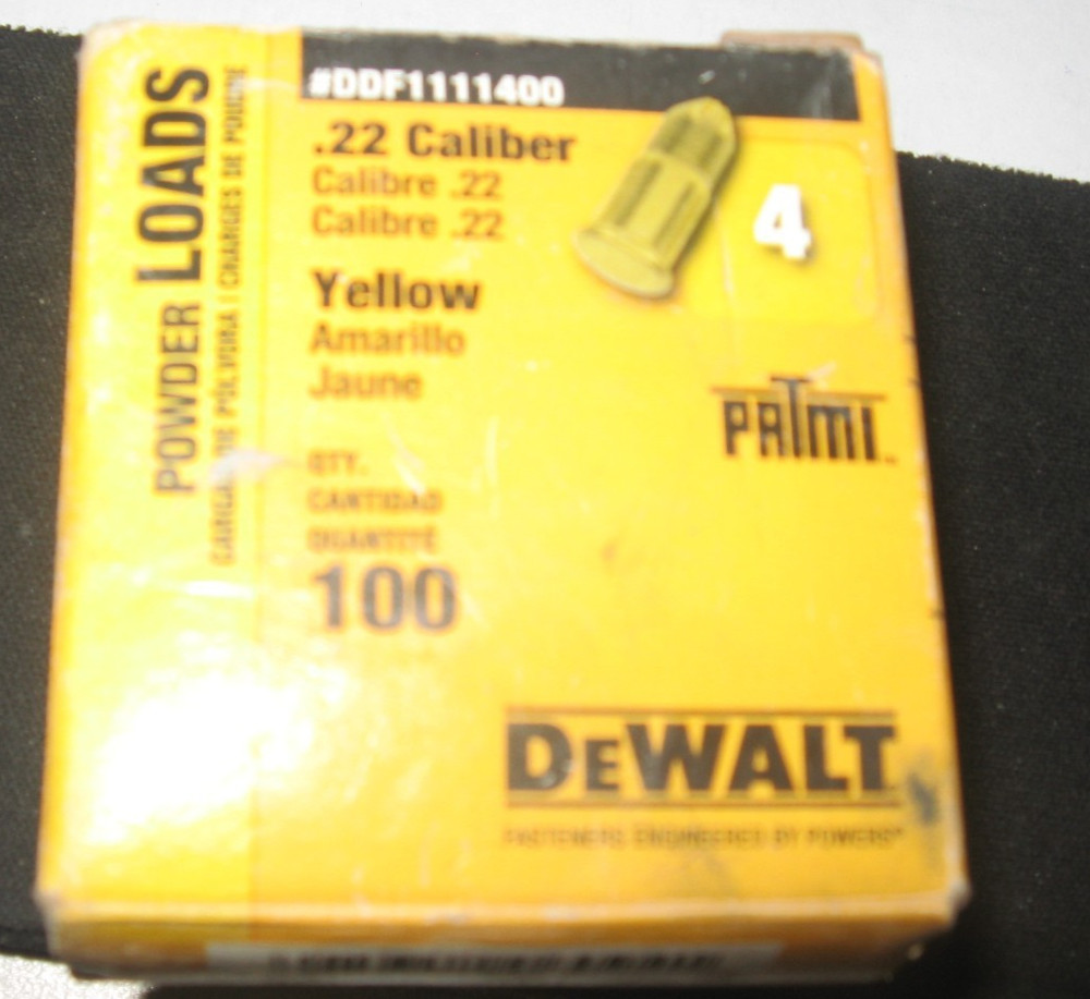 DEWALT CA0342 Powder Load, 0.22 Caliber, Yellow, DDF1111400 100 count