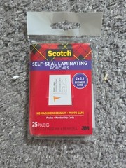 Scotch Self-Sealing Laminating Pouches, 25 Count, 2″ x 3.5″, 9.5 Mil