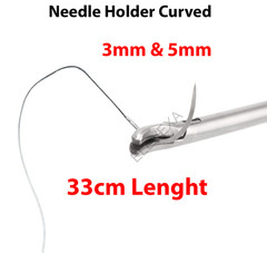 ELEVEXA Laparoscopy Curved Needle Holder TC 3mm 33cm & 5mm 33cm Laparoscopic