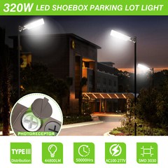 320W LED Parking Lot Light Outdoor Street Security Shoebox Lighting Dusk To Dawn