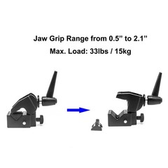 PHOCUS Super Clamp with Standard 5/8″ Stud for Photography Studio Video Black