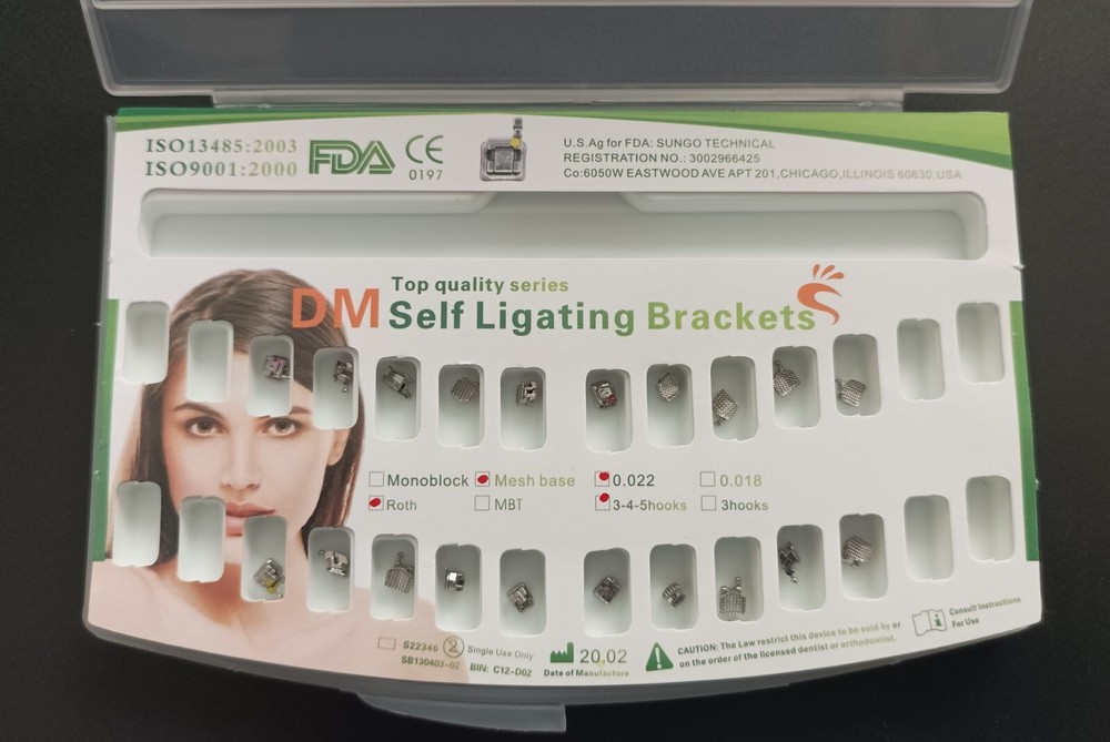 Dental Orthodontic Passive Self Ligating Brackets Roth 022 Hooks 345 Mesh Base