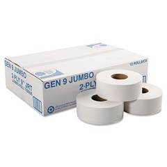 General Supply 9JUMBO Jumbo Roll Bath Tissue, 2-Ply, 9″, White Jumbo,
