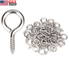 Eye Screws, 50Pcs 1 Inches 304 Heavy Duty Stainless Steel Screw Hooks, Self Tapp