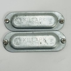 Lot of 2 Killark OL-20 3/4” Stamped Aluminum Conduit Body Covers ~New Surplus~