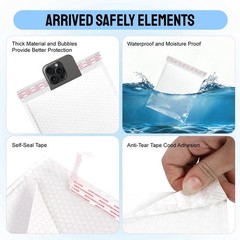 500PCS White 7″x9″ Poly Bubble Mailers Padded Envelopes Packaging Bubble Pak