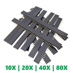 40-Socket Female Header 0.1″ 2.54mm PCB Strip Connectors 10/20/40/80 Piece Packs