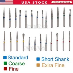 100 Types Dental FG Diamond Burs For High Speed Handpiece Friction Grip 50pcs
