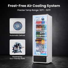 Yeego Commercial Upright Refrigerator Merchandiser Beverage Display Cooler White