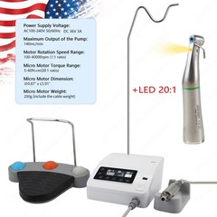 Mini Dental Brushless Implant Motor System 20:1 LED Contra Angle Handpiece