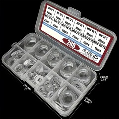 280Pcs Aluminum Flat Washer Kit – Multiple Sizes for Mechanical & DIY Repairs