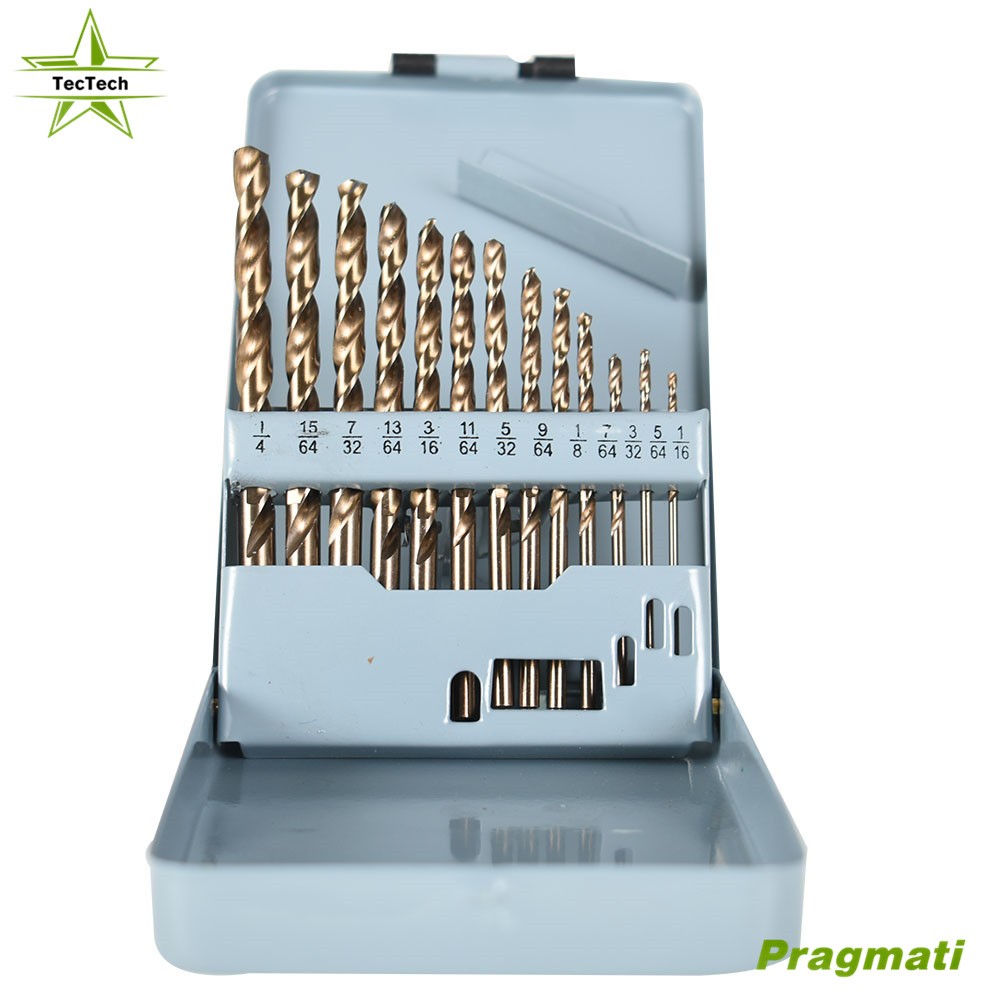 13 Pack HSS Drill Bit Set 1/16″-1/4″ M35 High Speed Steel Twist Jobber Length
