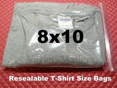 25 Reclosable Storage Bags 8”x 10” Plastic T-Shirt Size Zip-Top Bags 8×10
