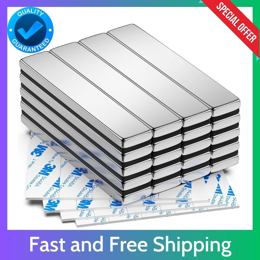 20 Pack Powerful Strong Neodymium Magnets Rare Earth Lifting Magnets 60x10x3mm..